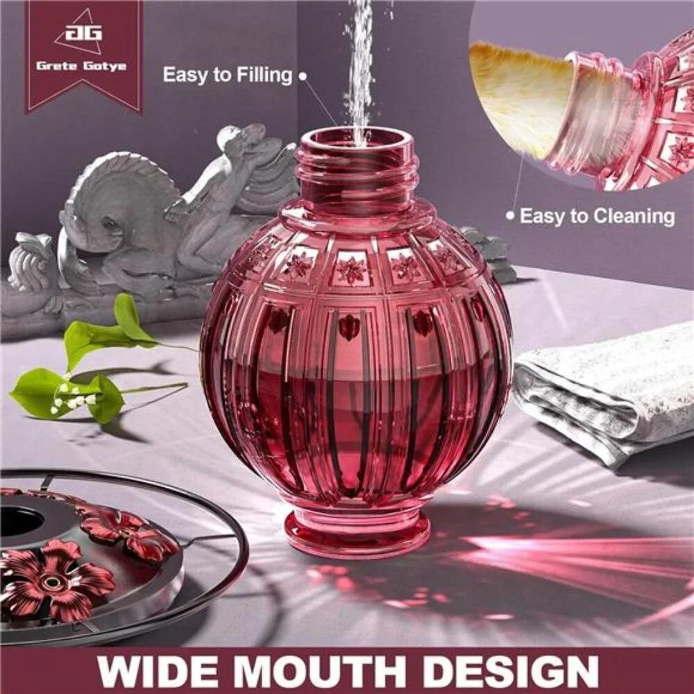 Glass Hummingbird Feeder for Outdoors Hanging,26Oz Bird Nectar Feeder with Perch